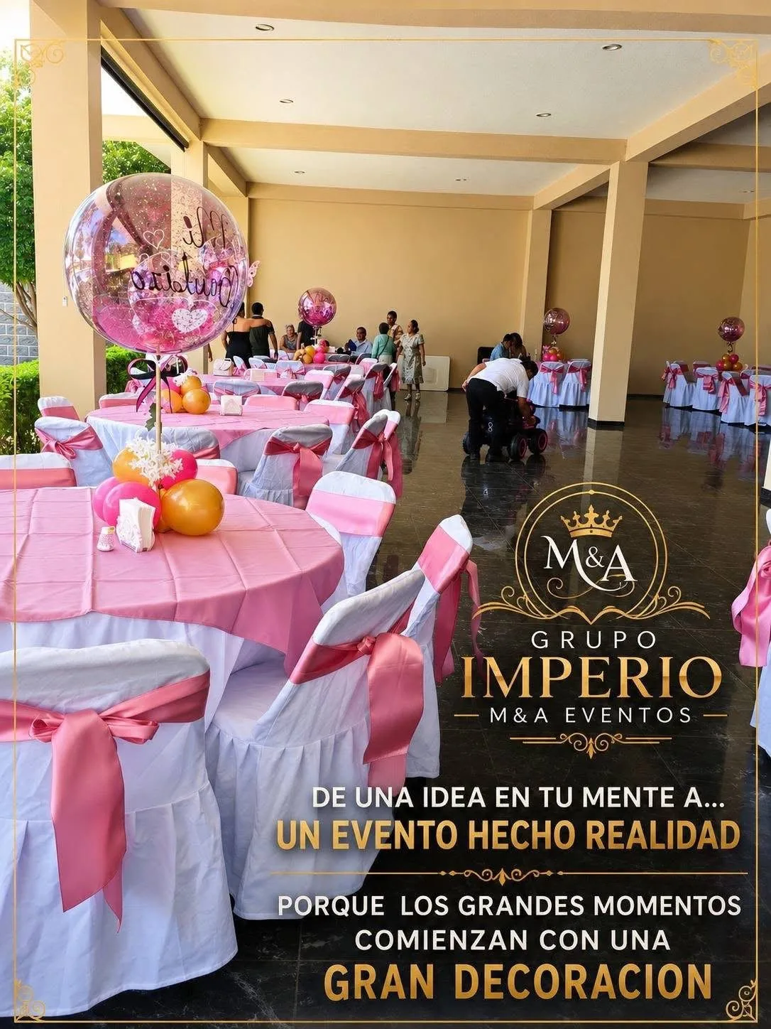 Evento decorado en rosa